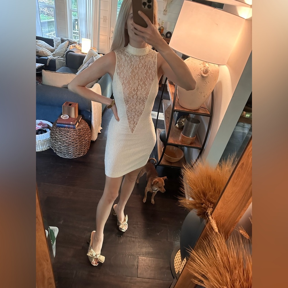 Vintage 1980s Lace Bodycon Dress - Picture 1 of 11
